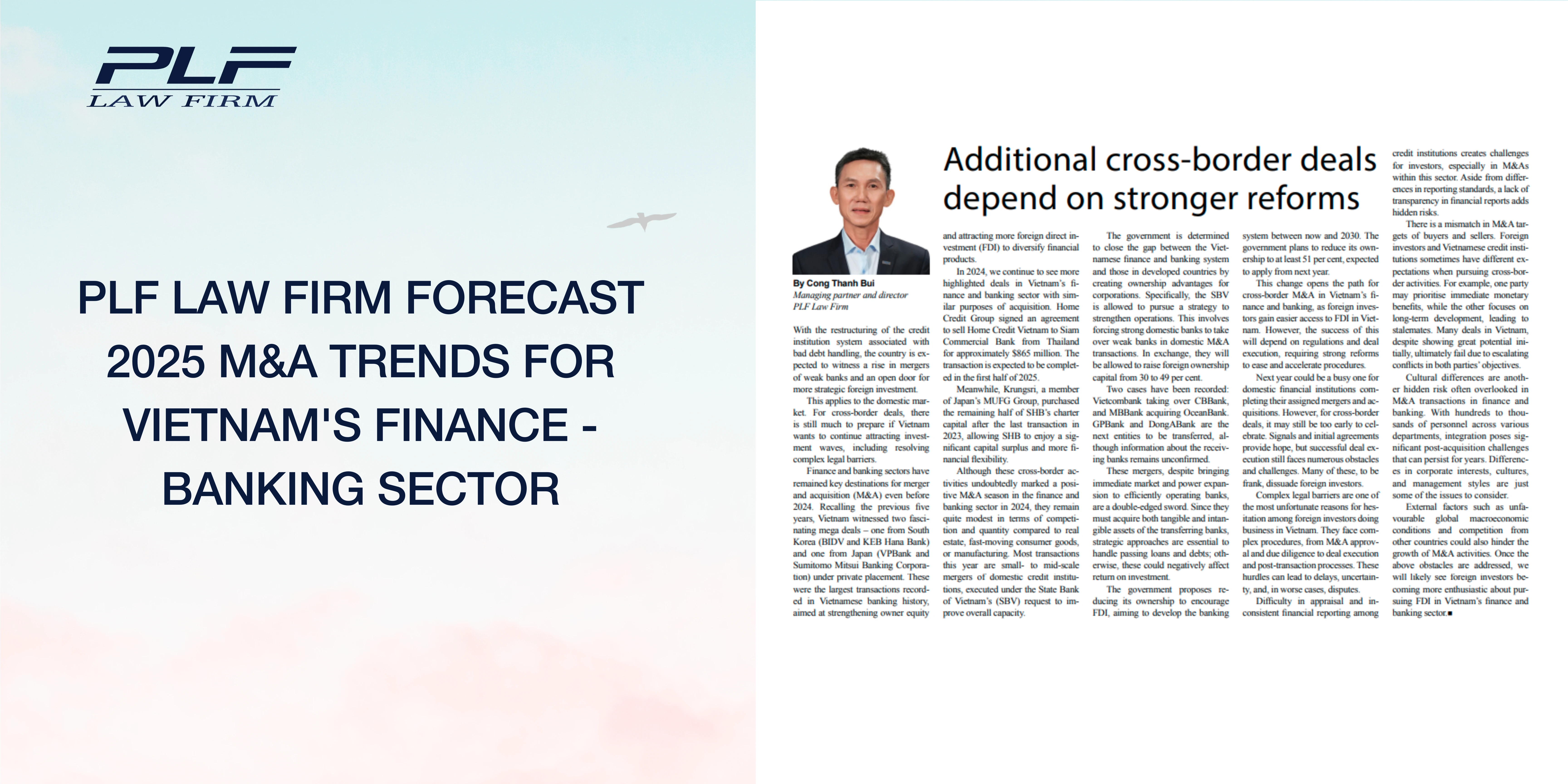 PLF Law Firm forecast 2025 M&A Finance - Banking in Vietnam - News